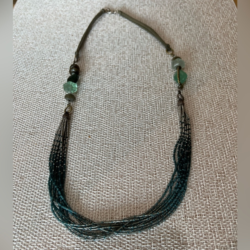 Silpada teal seed bead necklace - 28”